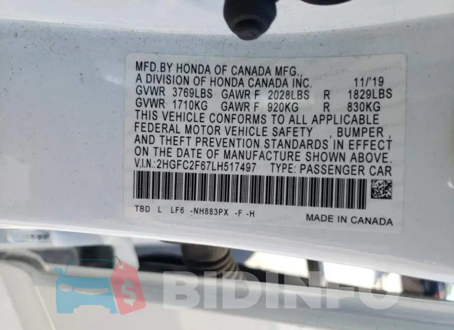 2HGFC2F67LH517497 Photo# 10