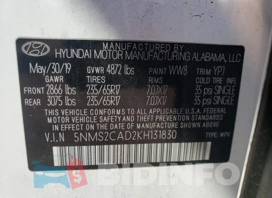 5NMS2CAD2KH131830 Photo# 10