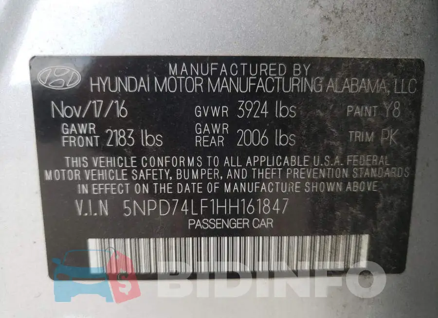 5NPD74LF1HH161847 Photo# 10