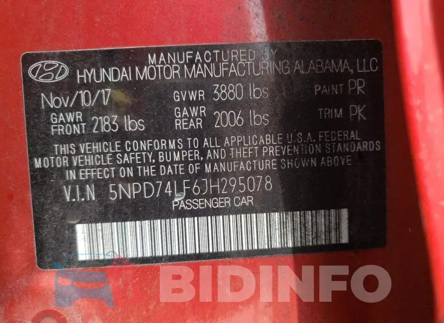 5NPD74LF6JH295078 Photo# 10