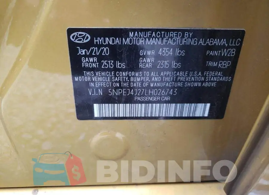 5NPEJ4J27LH026743 Photo# 10