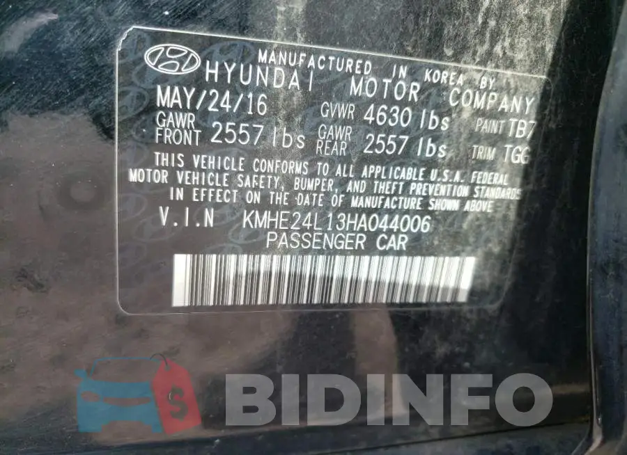 KMHE24L13HA044006 Photo# 10
