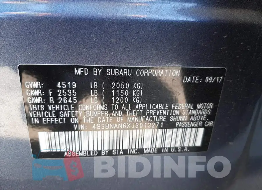 4S3BNAN6XJ3013271 Photo# 10