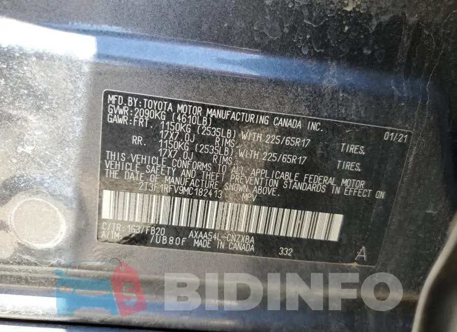 2T3F1RFV9MC182413 Photo# 10