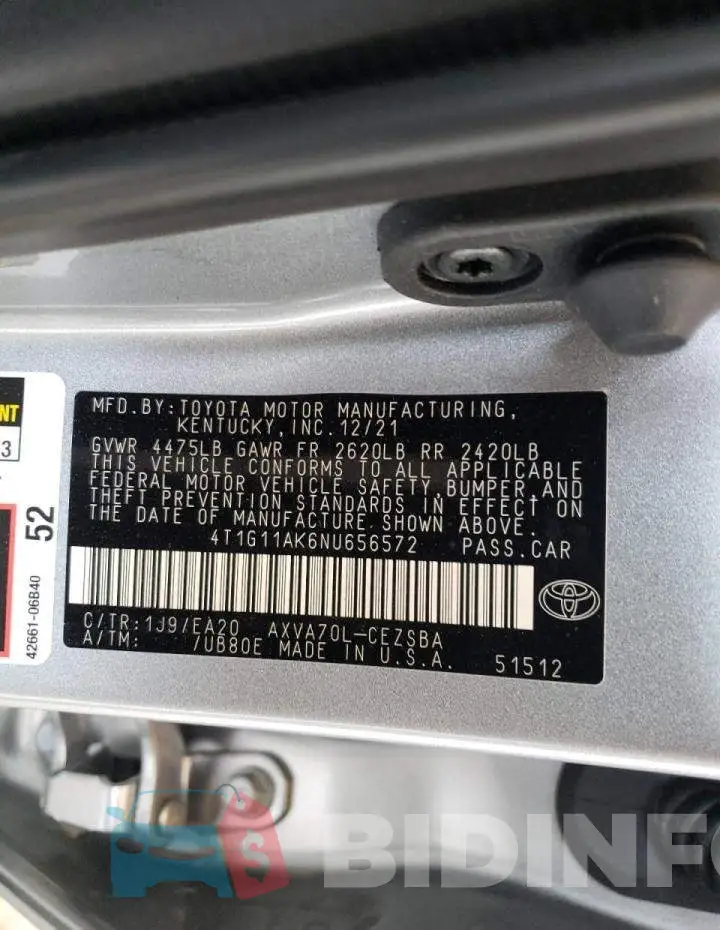 4T1G11AK6NU656572 Photo# 10