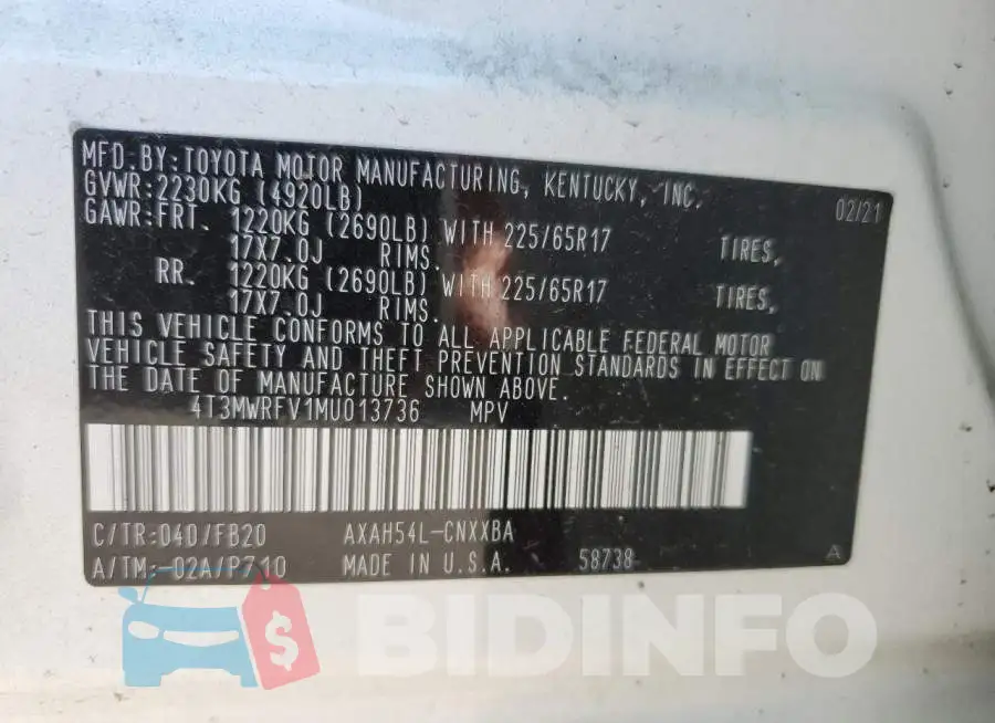 4T3MWRFV1MU013736 Photo# 10