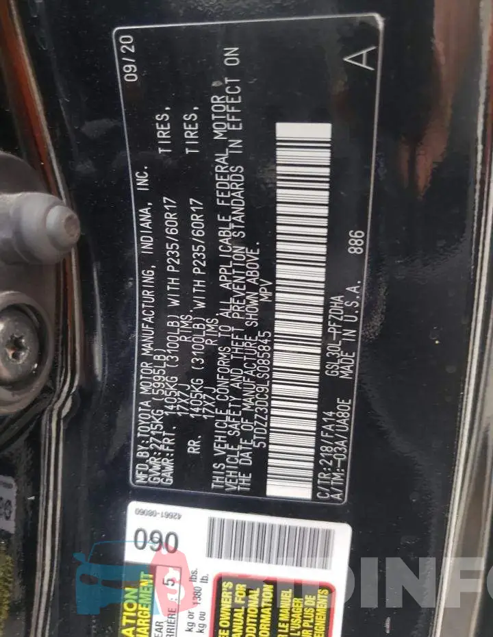 5TDZZ3DC9LS085845 Photo# 10