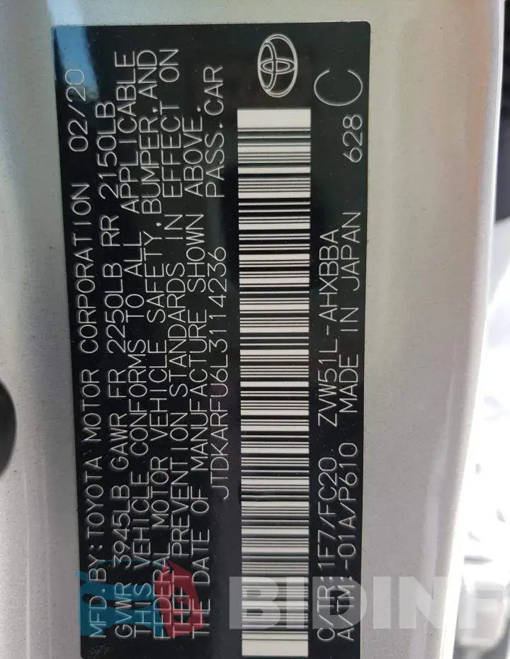 JTDKARFU6L3114236 Photo# 10