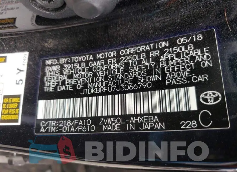 JTDKBRFU7J3066790 Photo# 10