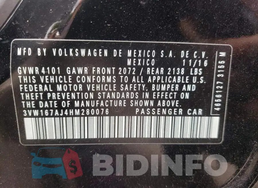 3VW167AJ4HM280076 Photo# 10