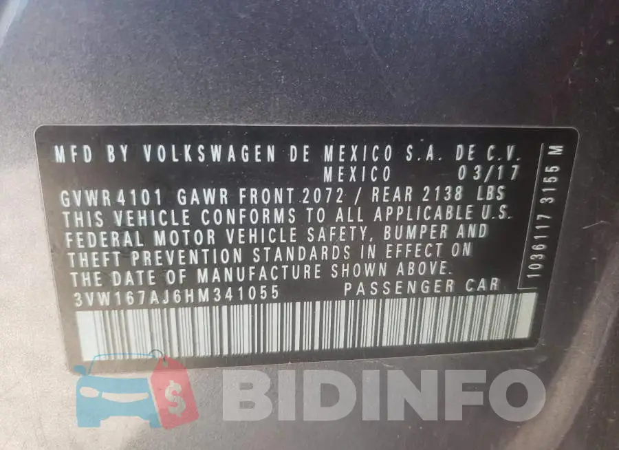 3VW167AJ6HM341055 Photo# 10