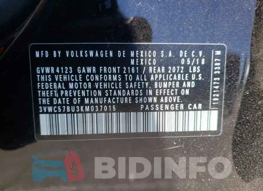 3VWC57BU3KM037015 Photo# 10