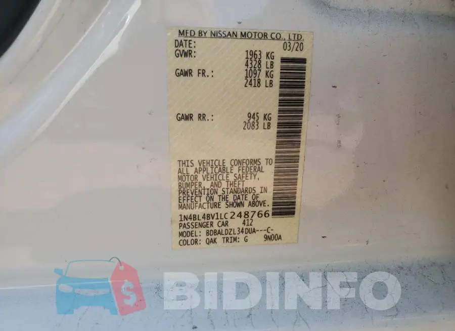 1N4BL4BV1LC248766 Photo# 10