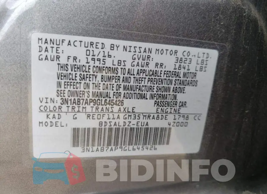 3N1AB7AP9GL645426 Photo# 10
