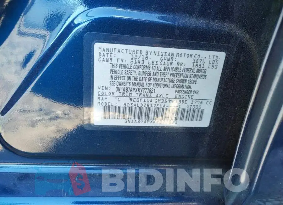 3N1AB7APXKY277821 Photo# 10