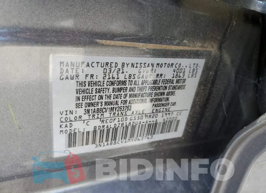 3N1AB8CV1MY263763 Photo# 10
