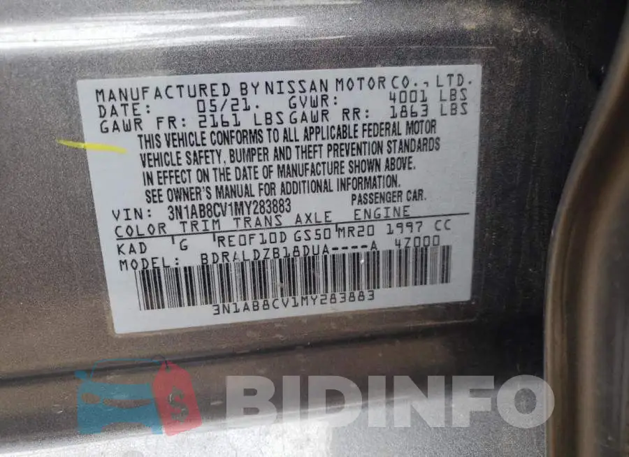 3N1AB8CV1MY283883 Photo# 10
