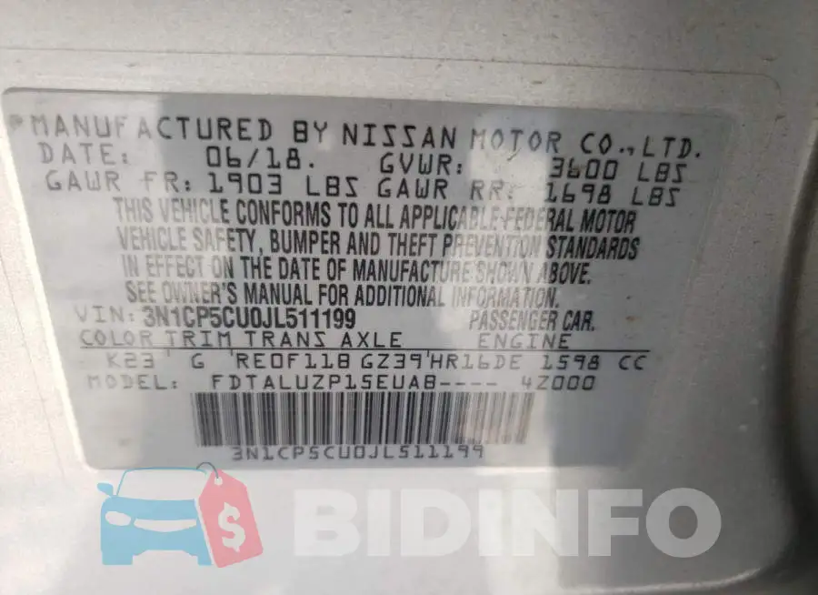 3N1CP5CU0JL511199 Photo# 10