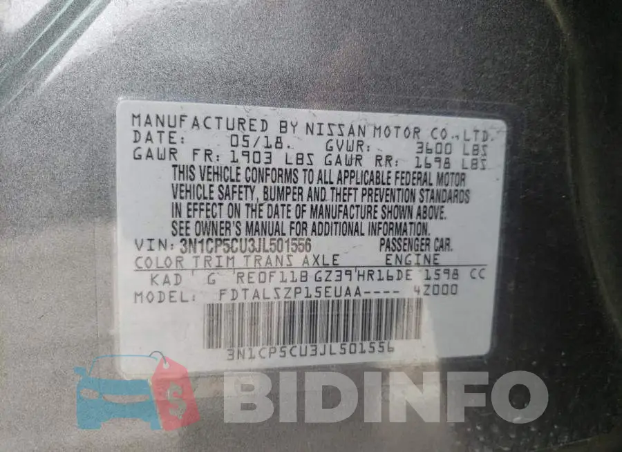 3N1CP5CU3JL501556 Photo# 10
