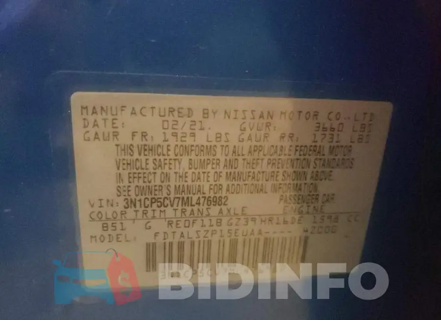 3N1CP5CV7ML476982 Photo# 10