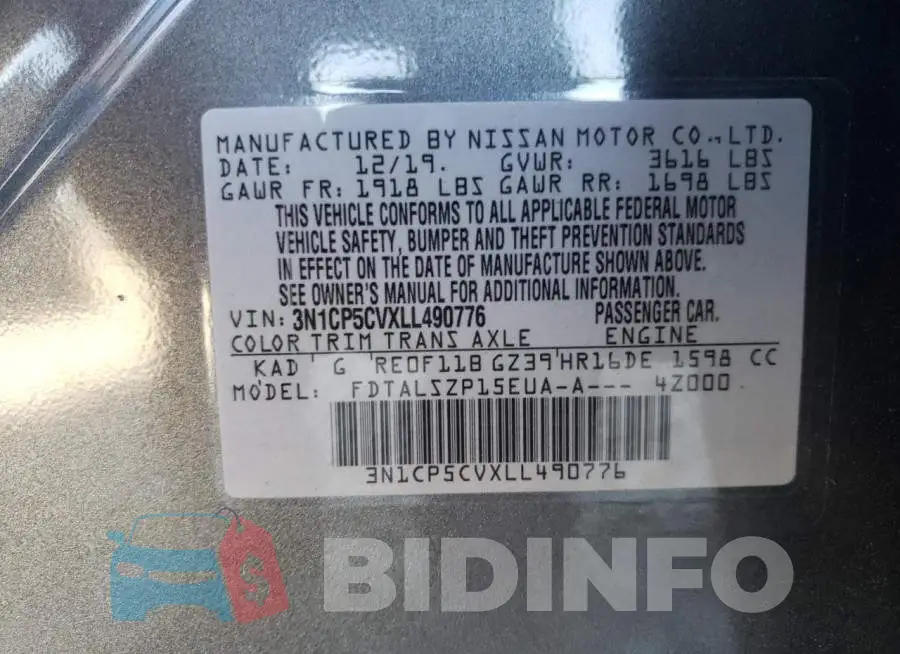 3N1CP5CVXLL490776 Photo# 10