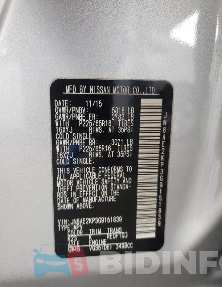 JN8AE2KP3G9151839 Photo# 10