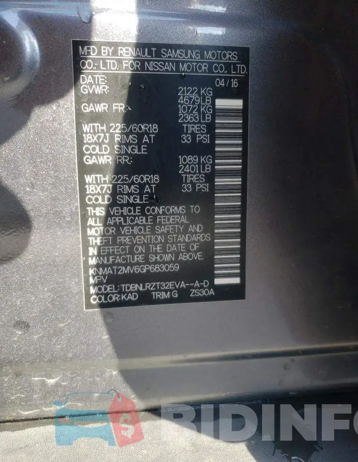 KNMAT2MV6GP683059 Photo# 10