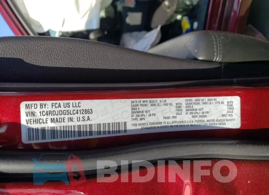 1C4RDJDG5LC412863 Photo# 10