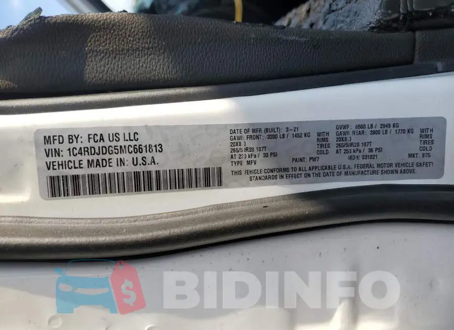 1C4RDJDG5MC661813 Photo# 10