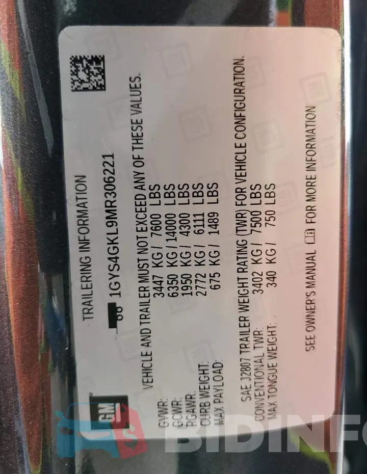 1GYS4GKL9MR306221 Photo# 10