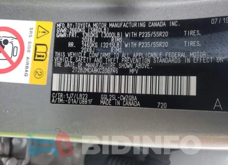 2T2BZMCA8KC206746 Photo# 10