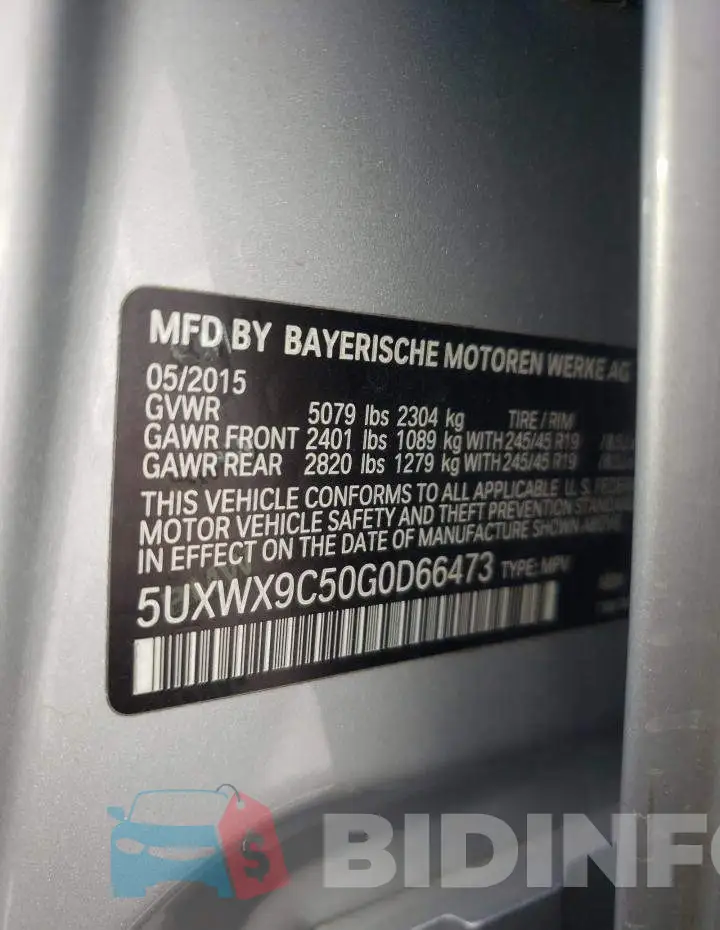 5UXWX9C50G0D66473 Photo# 10