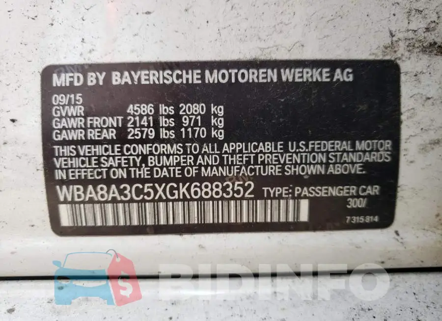 WBA8A3C5XGK688352 Photo# 10