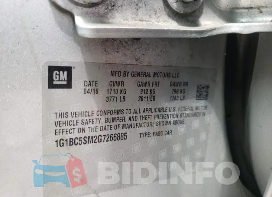 1G1BC5SM2G7266885 Photo# 10