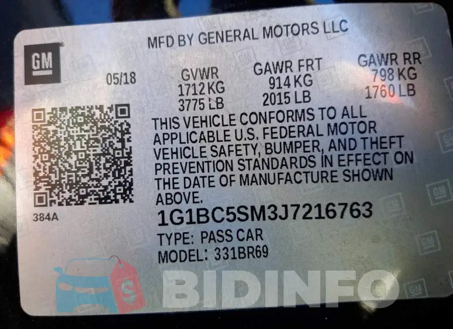 1G1BC5SM3J7216763 Photo# 10