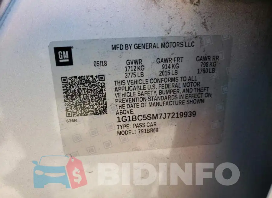 1G1BC5SM7J7219939 Photo# 10