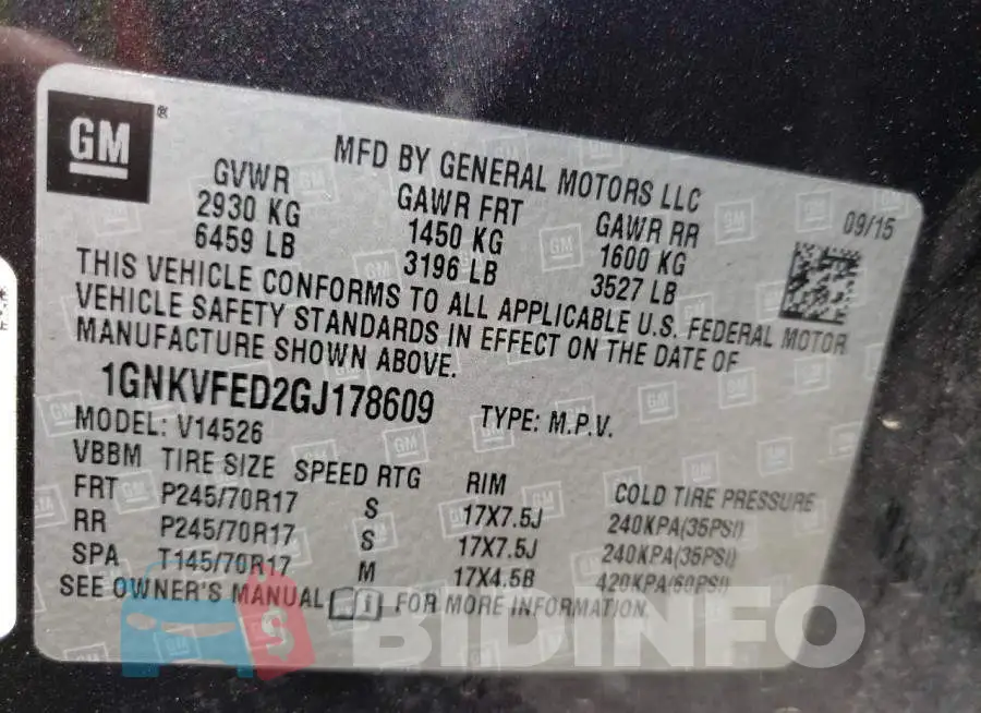 1GNKVFED2GJ178609 Photo# 10