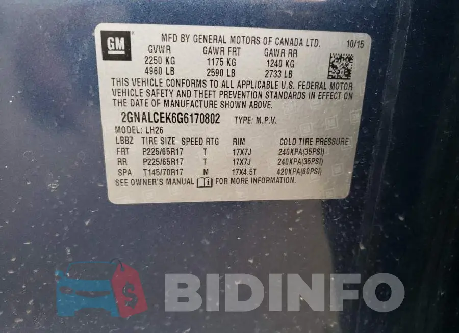 2GNALCEK6G6170802 Photo# 10