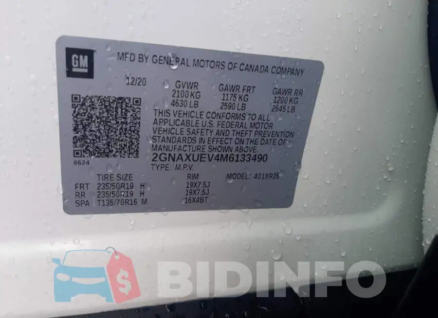 2GNAXUEV4M6133490 Photo# 10