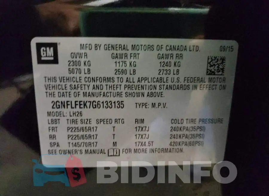 2GNFLFEK7G6133135 Photo# 10