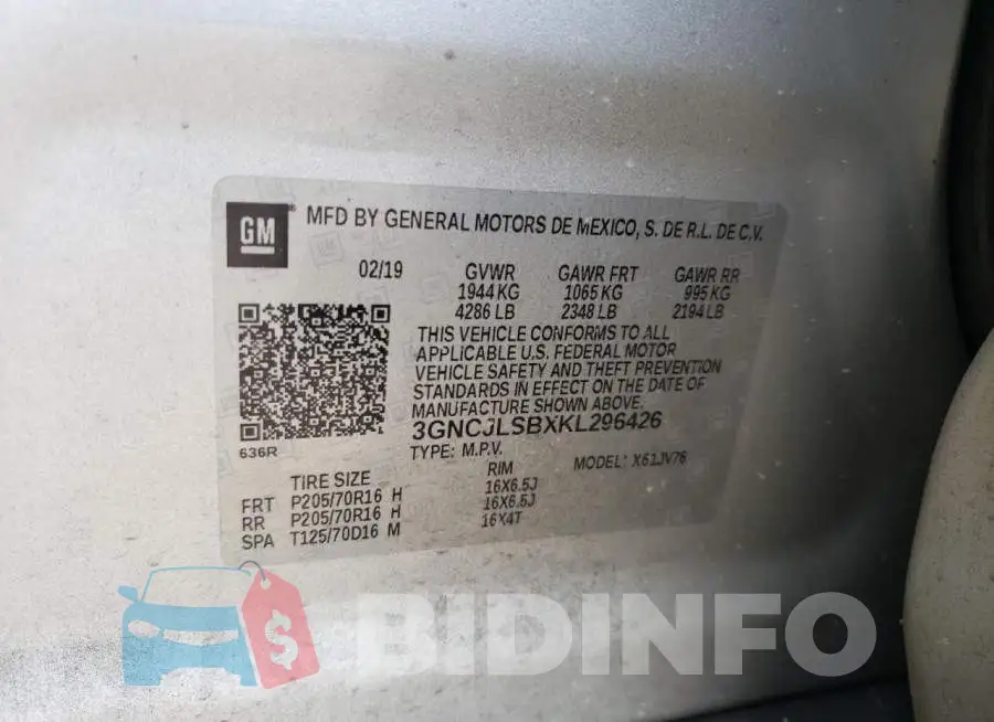 3GNCJLSBXKL296426 Photo# 10