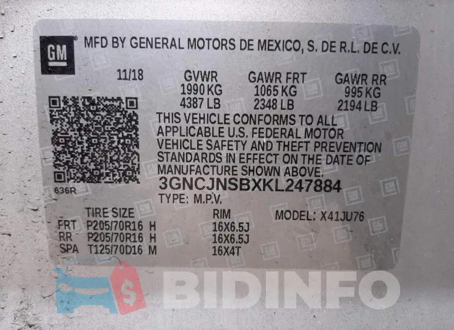 3GNCJNSBXKL247884 Photo# 10