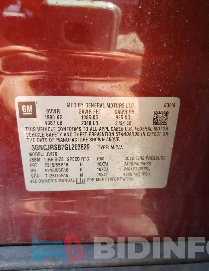 3GNCJRSB7GL203629 Photo# 10