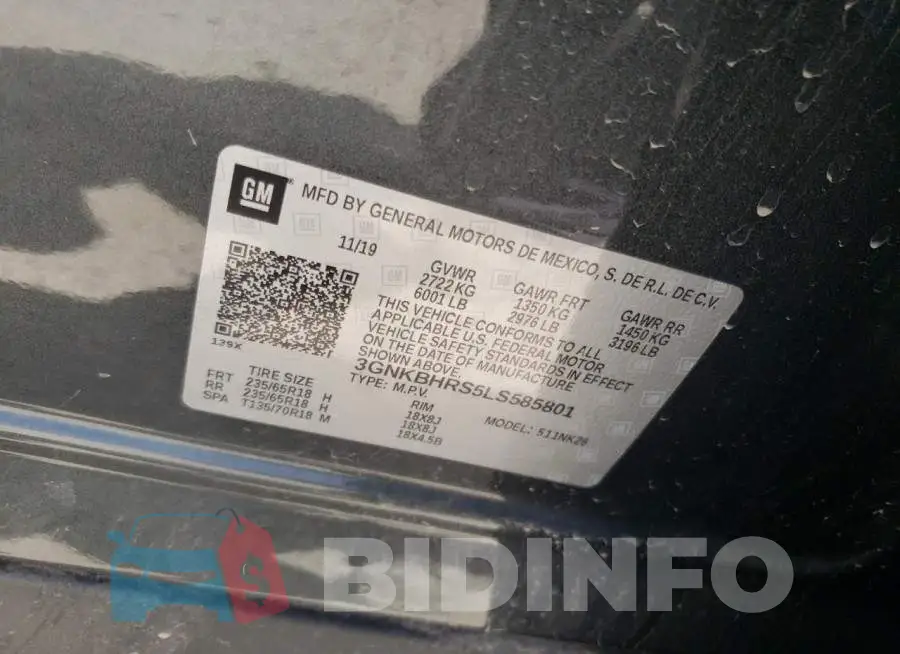 3GNKBHRS5LS585801 Photo# 10