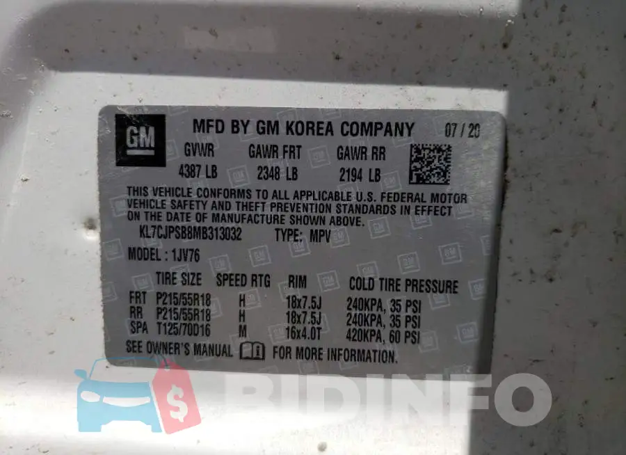 KL7CJPSB8MB313032 Photo# 10