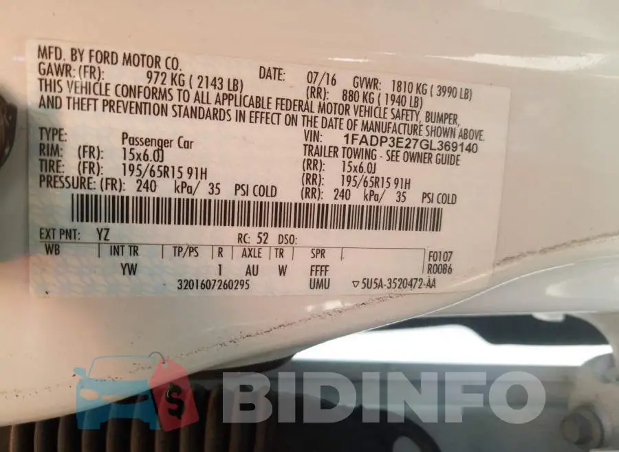 1FADP3E27GL369140 Photo# 10