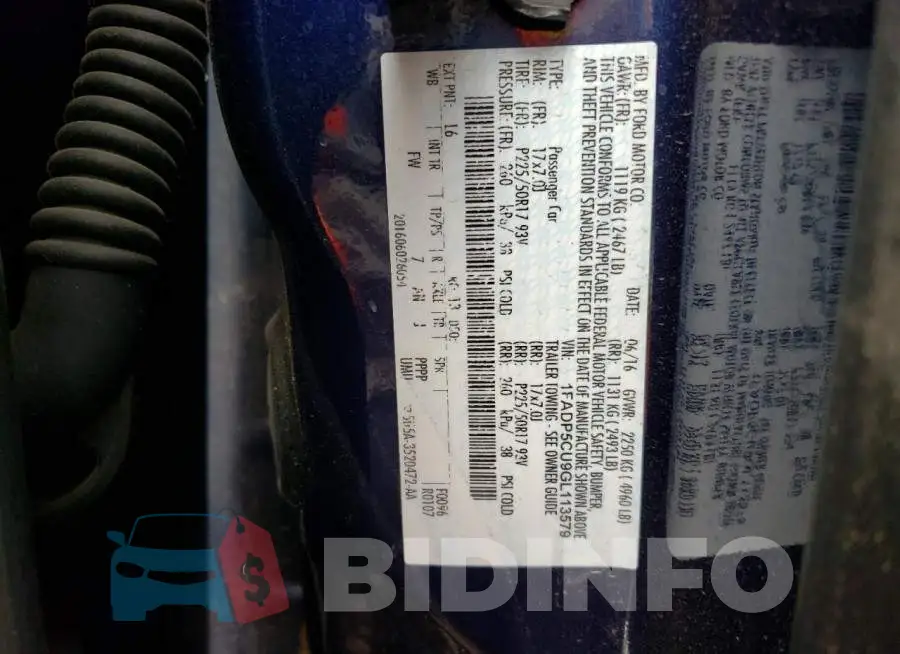 1FADP5CU9GL113579 Photo# 10