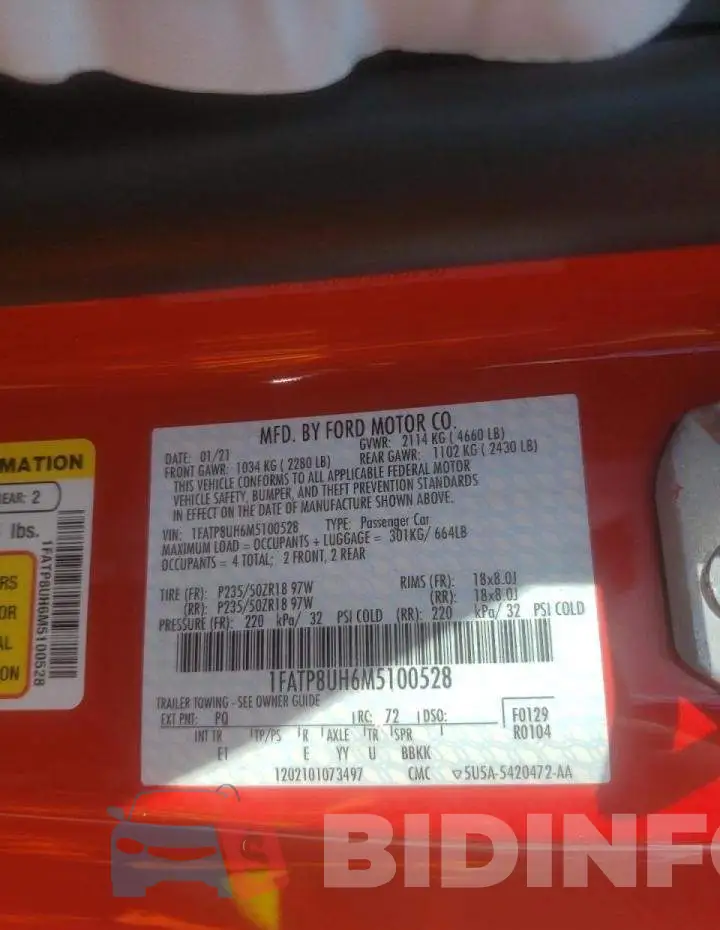 1FATP8UH6M5100528 Photo# 10