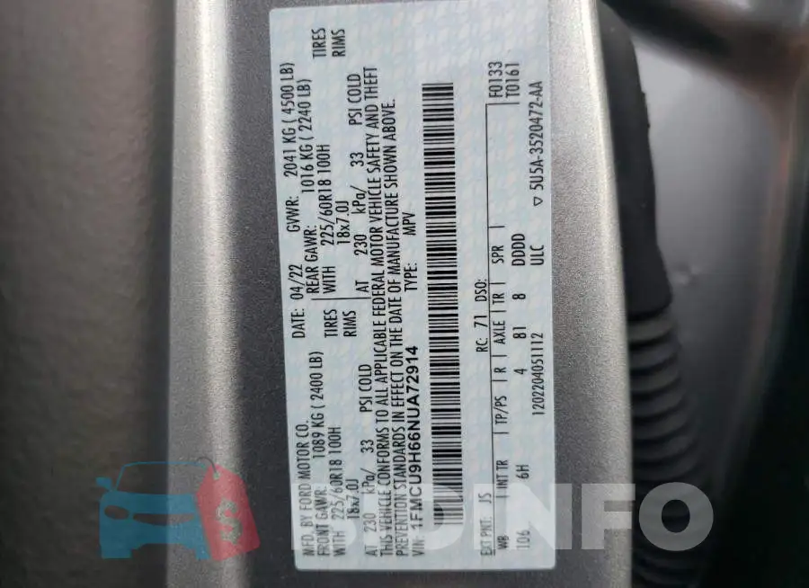 1FMCU9H66NUA72914 Photo# 10
