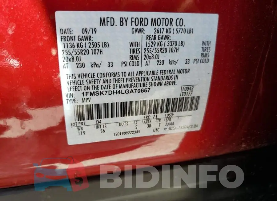 1FMSK7DH4LGA70667 Photo# 10